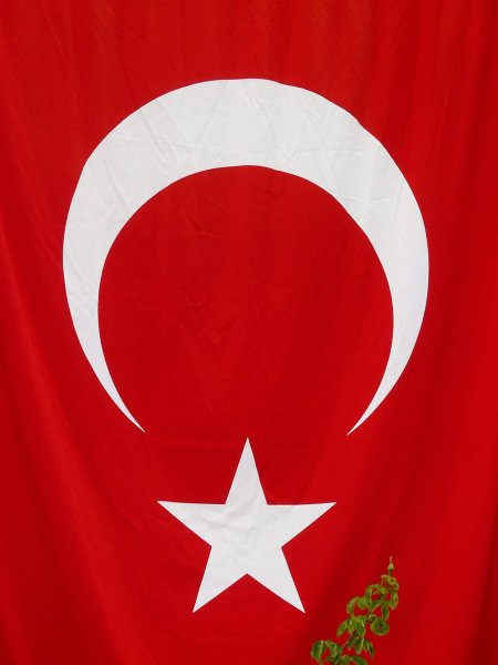 Красный флаг с полумесяцем и звездой