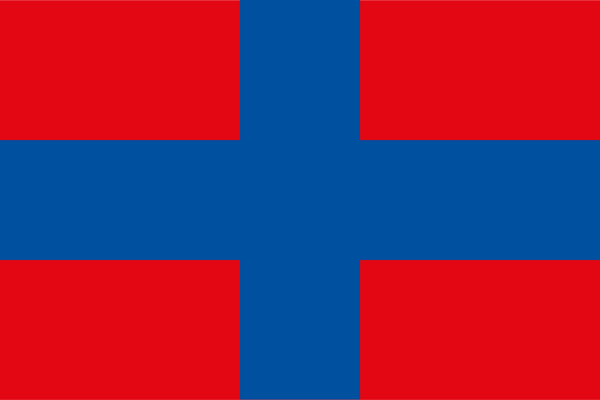 Флаг синий крест на Красном фоне