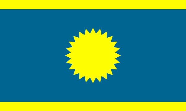 Флаг с солнцем на сине белом фоне