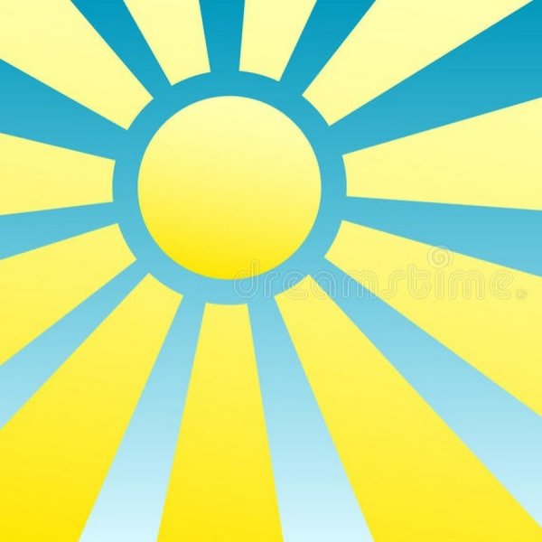 Солнышко с лучиками на голубом фоне