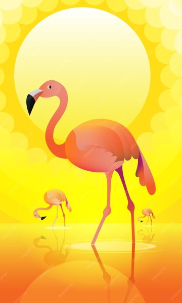 Фламинго на желтом фоне