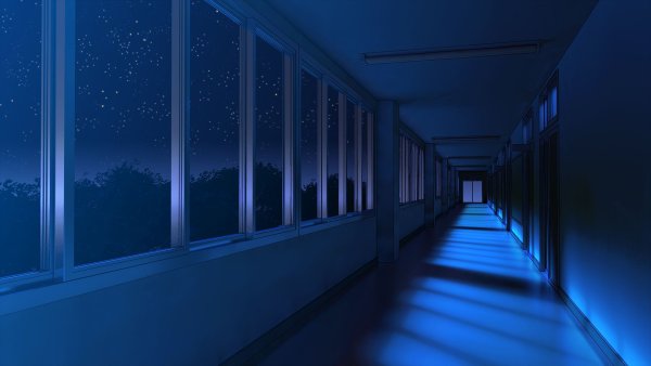 Школьный коридор ночью