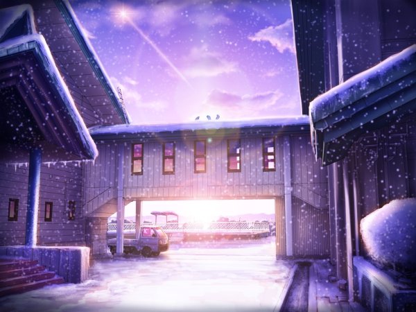 Фон аниме крыша зима