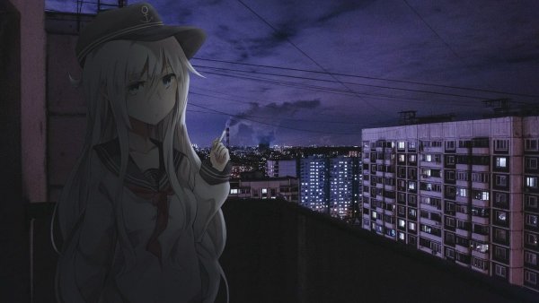 Фон аниме многоэтажка ночью