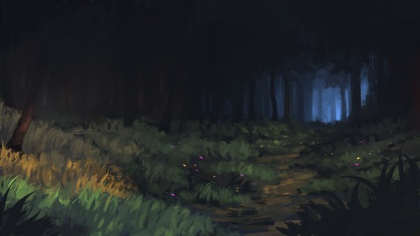 Лес ночь аниме