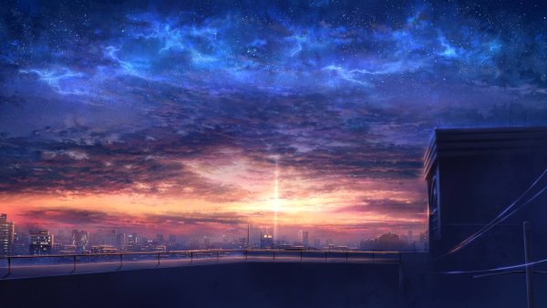 Фон аниме вечернее небо