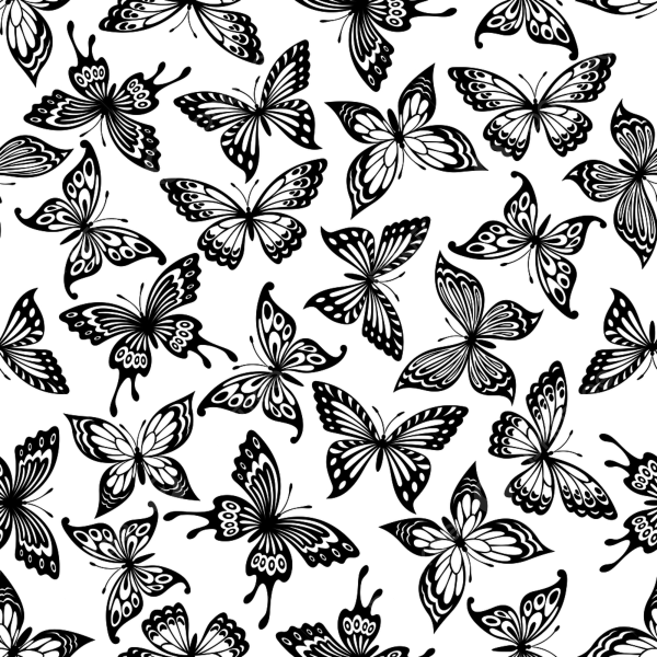Бабочки принт черно белые