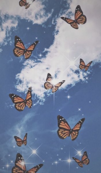 Пейзаж с бабочками