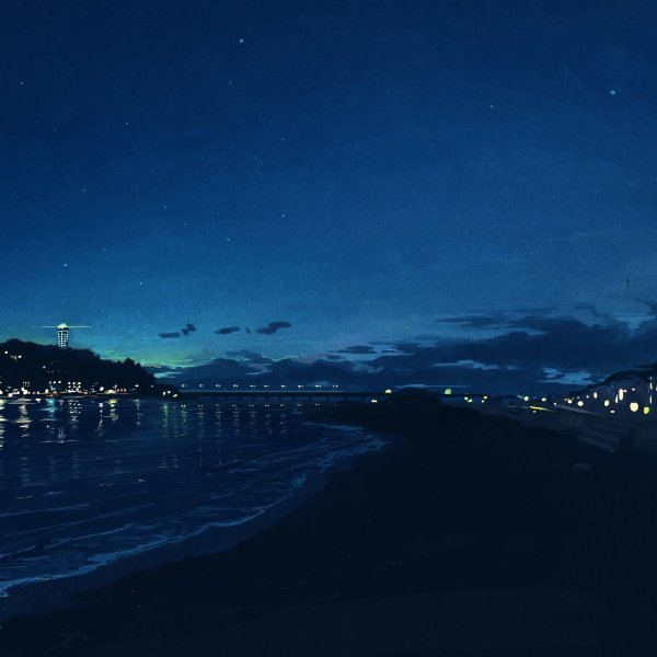 Фон берег моря ночью