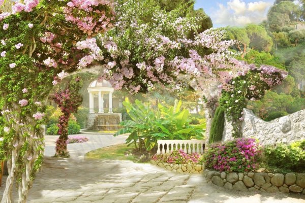 Фреска Райский сад с колоннами