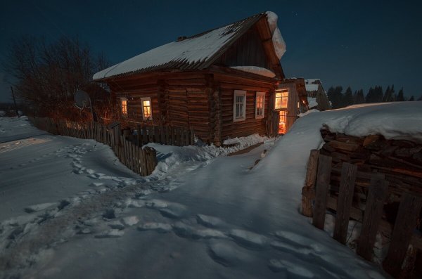 Русская деревня зимой