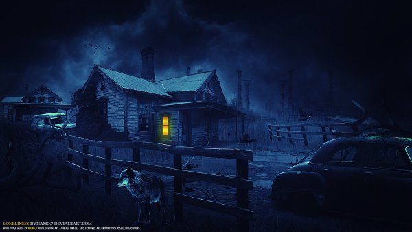Заброшенная деревня ночью