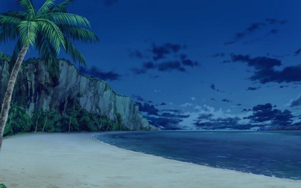 Пляж ночью аниме