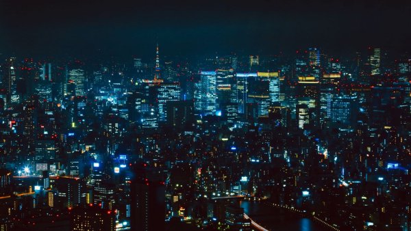 Ночной Токио вид сверху
