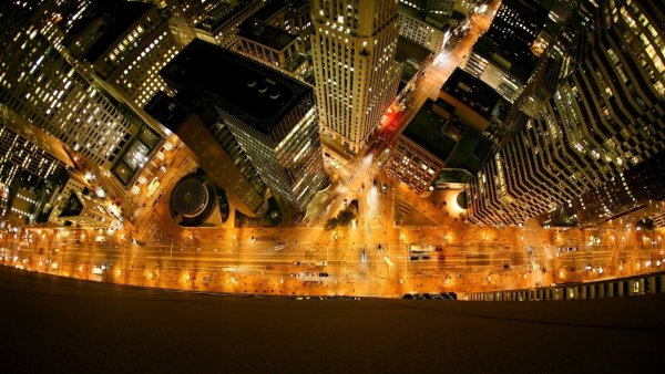 Нью-Йорк с крыши небоскреба ночной