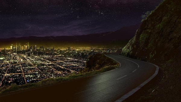 Дорога город ночь