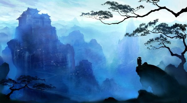 Горы Хуаншань, Китай арт монах