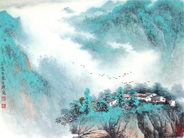 Сине-зеленый пейзаж в китайской живописи
