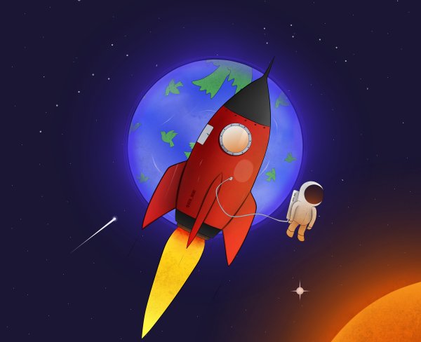 Фон космос ракета и планеты