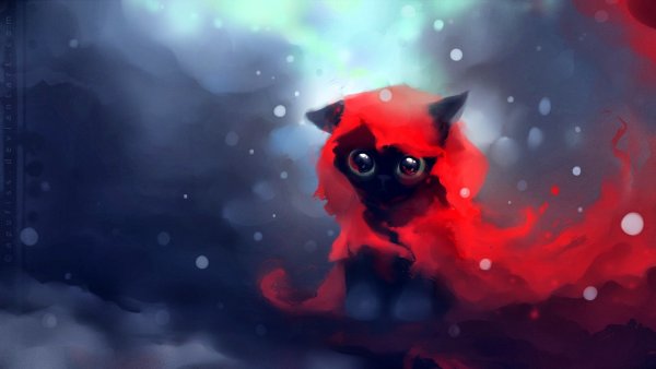 Милый кот на Красном фоне