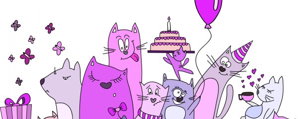 Фон коты с днем рождения