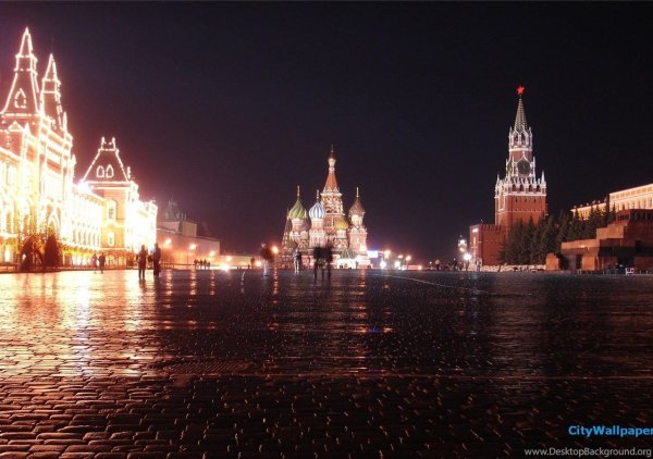 Красная площадь Москва ночью