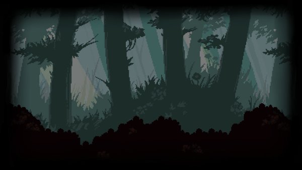Темный лес пиксель арт 2д