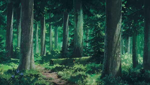 Хаяо Миядзаки пейзажи лес