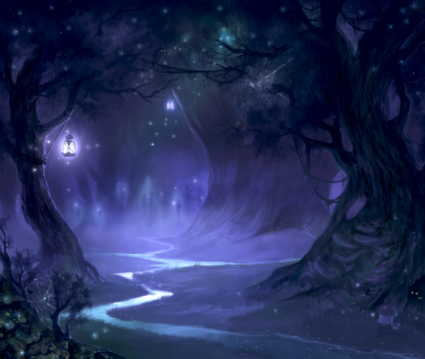 Сказочный лес ночью