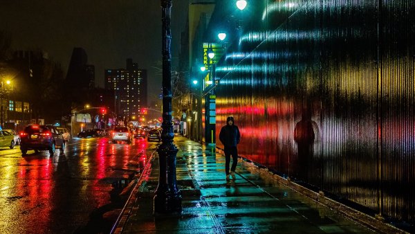 Ночной дождливый Нью_ Нью Йорк