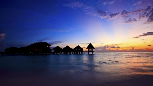 Мальдивы бунгало закат