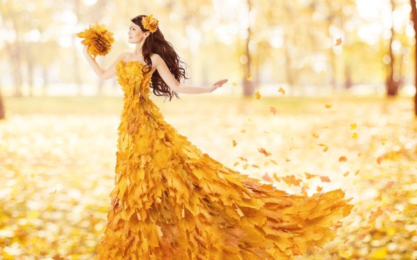 Платье с осенними листьями