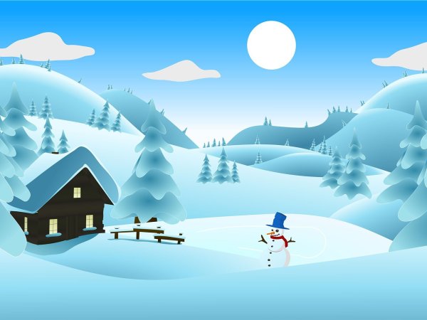 Снежный лес из мультфильма