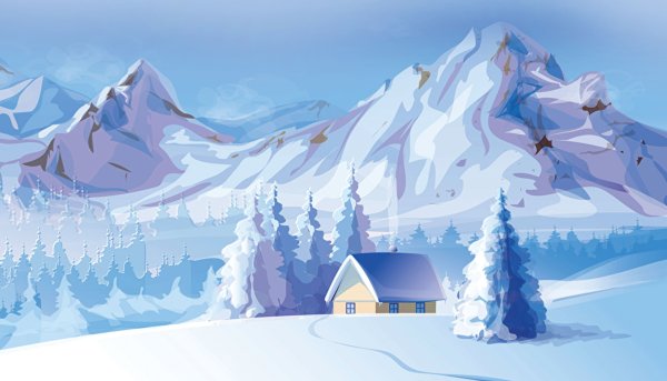 Зимний пейзаж рисунок