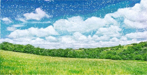 Небо и трава акварелью