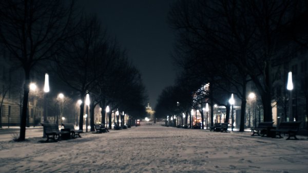 Фон ночная зимняя улица