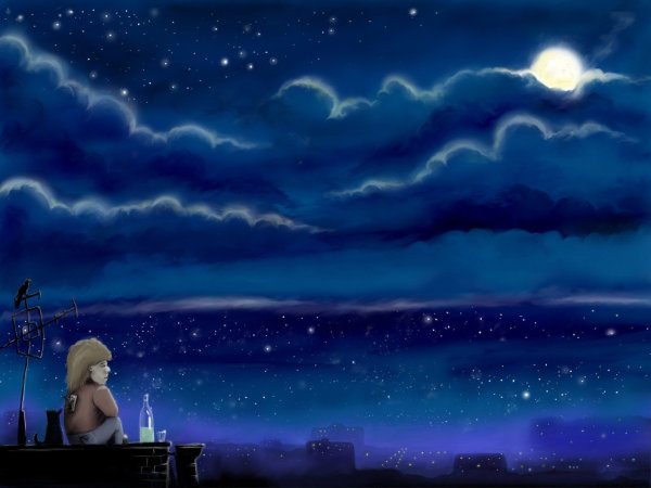Фон ночное небо нарисованный