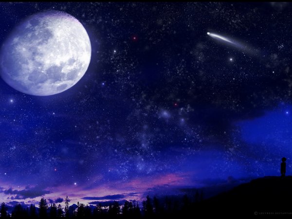 Фон ночное небо с луной и звездами
