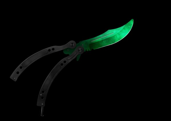 Нож бабочка зеленый градиент КС