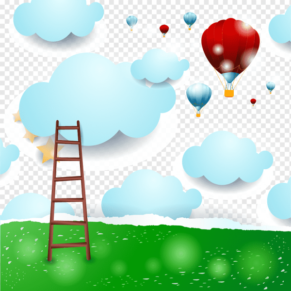 Небо с облаками и воздушными шарами
