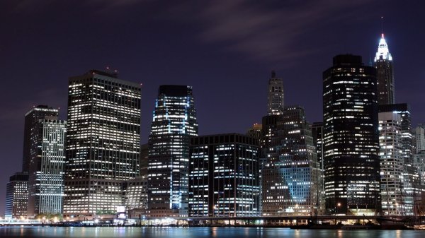Фон ночной Нью-Йорк небоскребы