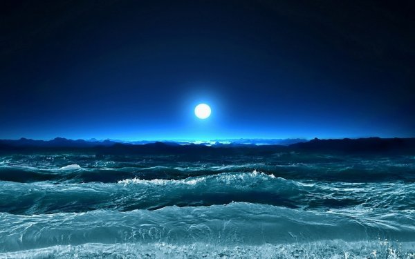 Ночное море волны