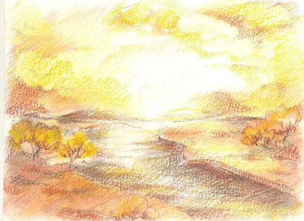 Осенний пейзаж фон акварель