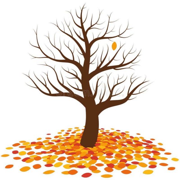 Осеннее дерево с опадающими листьями для малышей