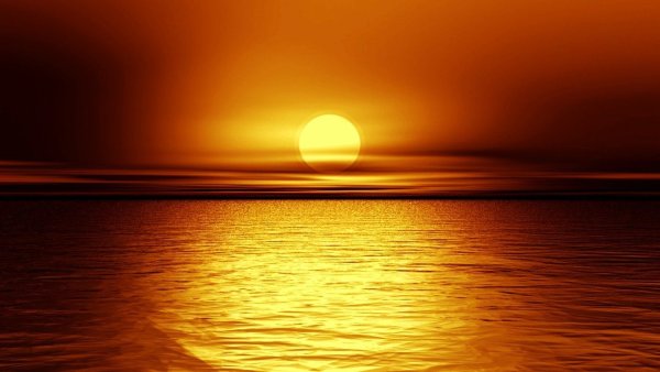 Отражение солнца в море на закате