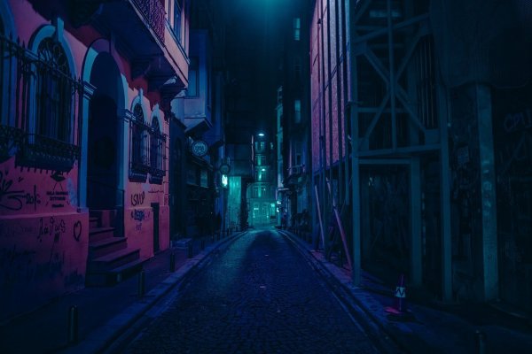 Аниме фон тёмный переулок ночью