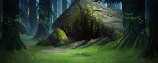 Сказочная пещера в лесу