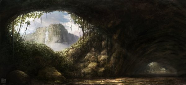 Пещера в лесу арт фэнтези