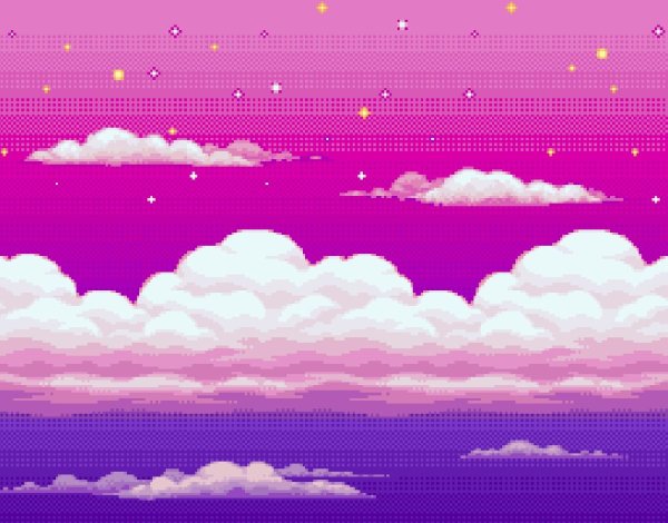 Пиксельные розовые облака