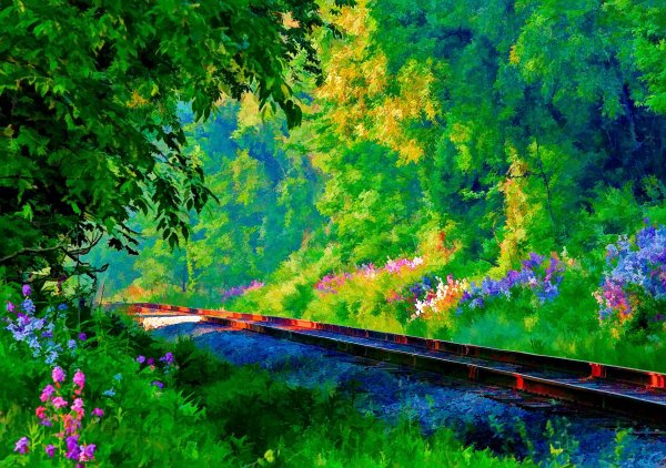 Поезд в цветах